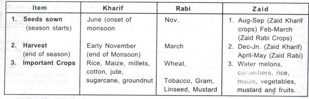 agriculture seasons and crop types