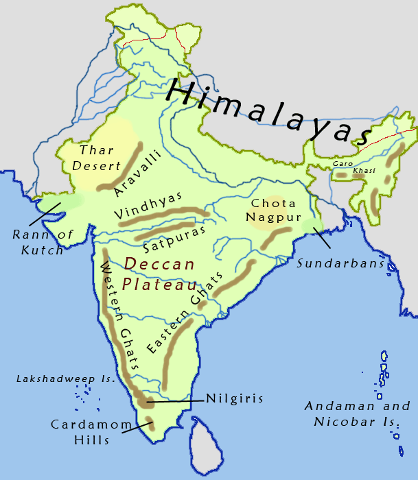 peninsular map of india