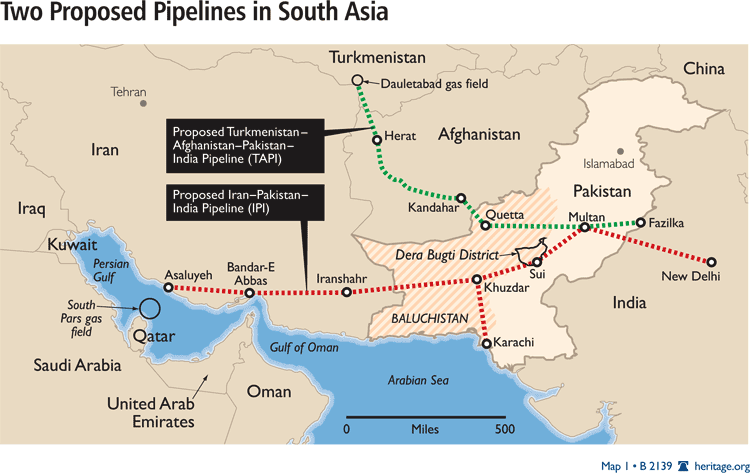 TAPI and IPI Pipelines of Natural Gas in India