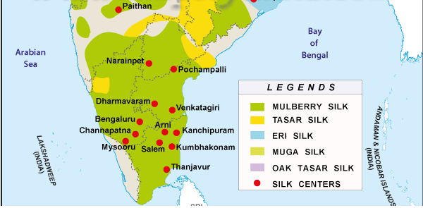 Silk map of India