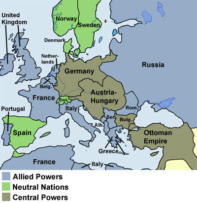 Alliances during WWI
