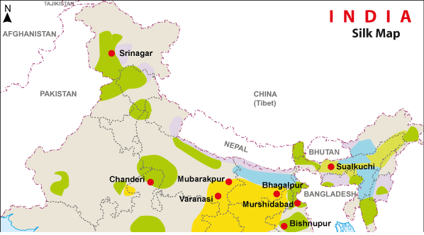 Silk map of India