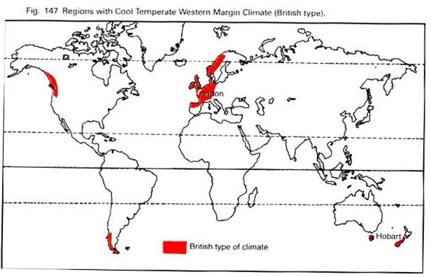 British climate region map