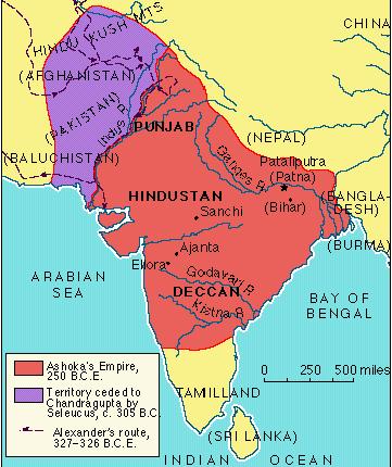 Mauryan empire during Ashok's reign
